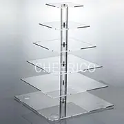 6 Tier Large Square Pole Wedding Acrylic Cupcake Stand Tree Tower Cup Cake Display