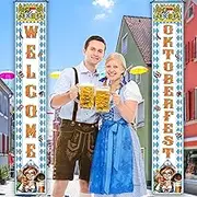Oktoberfest Decorations Outdoor Welcome Oktoberfest Porch Sign Banner Octoberfest German Bavarian Beer Festival Party Decorations and Supplies for Home