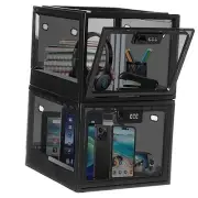 Combination Lock Boxes for Personal Items, Lockable Storage Box for 2 Black