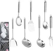 Stainless Steel Kitchen Cooking Utensils Set Include Spatula Spoon Pasta Spoon Meat Fork Strainer Spoon