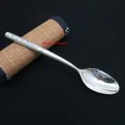 Solid 999 Fine Silver Spoon Phoenix Pattern Round Handle Dinner Spoon 5.78inch