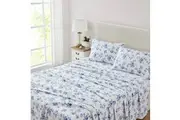 Laura Ashley China Rose Flannelette Sheet Sheet Set Midnight Blue