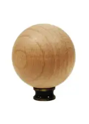 Lamp Finial-SOLID BEECH WOOD BALL-LARGE-W/Dual Thread Base-Antique Brass