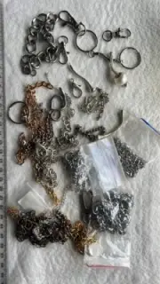Lot 17 Bulk Chains And Keyring Findings Clips Snake Chain Gold Silver More