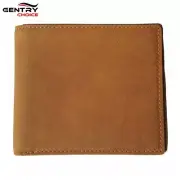 Real Leather Bifold ID Card Holder Brown Slim Soft Business Men Wallet