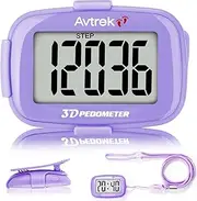AVTREK Accurate 3D Step Counter for Walking Jumbo Screen Numbers Pedometer Clip on for Running with Time Display and LED Backlight Pedometers with Clip and Lanyard…