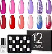 12Pcs Shiny Diamond Nail Polish/Lamp Glitter Nail Glue Set Nail Art DIY Kit 4