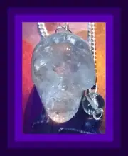 QUARTZ CRYSTAL SKULL DOWSING PENDULUM, Crystal Skull Pendulum, Quartz Skull