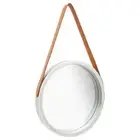 Wall Mirror with Strap 40cm Silver Makeup Living Room Hallway Accent Decor