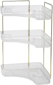 Corner Counter Bathroom Organizer Countertop, 3 Tiers Cosmetic Perfume Tray, Vanity Organizer for Makeup, Skincare, Clear Corner Rack for Bedroom, Bathroom, Kitchen