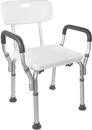 Vaunn Medical Tool-Free Assembly Spa Bathtub Shower Lift Chair, Portable Bath Seat, Adjustable Shower Bench, White Bathtub Lift Chair with Arms