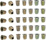 HEALSOPTHY 100pcs Screw Nut Insert for Furniture Wood Bolt Fasteners Threaded Connector Tapered External Threads Non-slip Design for Hardwood Assembly
