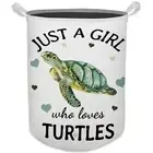Turtle Laundry Basket, Just a Girl Who Loves Turtles Waterproof Collapsible L...