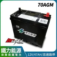 在飛比找Yahoo!奇摩拍賣優惠-鐵力能源磷酸鋰鐵電池 70AGM 12V 47AH 怠速啟停