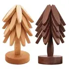 Tree Shape Wooden Trivets Coaster Heat Insulated Pad Pot Holders (2pcs set) HOT
