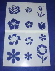 2 Piece Set -Mylar 14 Mil Flower Stencils Painting/Crafts/Stencil/Template