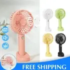 Mini Hand-held Fan With Base Portable Desk Fan Cooler Cooling USB Rechargeable
