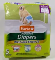 Hartz Disposable Diapers Size L 22"-34" Over 26lbs 5 Ct Dog Diapers 12Hr Protect