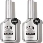 GAOY 2Pcs Gel Base and Top Coat Set for Gel Nail Polish, 16Ml No Wipe Clear F...