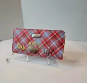 NEW Simply Southern Red Blue Plaid Wallet Clutch Full Zip Closure "Fur Life"
