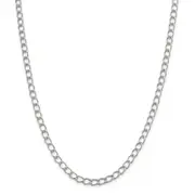 Sterling Silver Amore La Vita Rhodium-Plated Polished 5.3mm 7 Inch Half Round Wire Curb Chain With Fancy Lobster Clasp Charm Bracelet