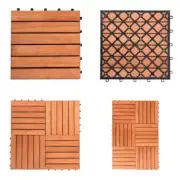 VIFAH V169 FSC Eucalyptus Six-Slat Deck Tiles, 10-Pack