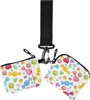 [Amooorous] Colorful Cartoon Delicious Candy Women's Dual Wallets Business Card Cases Mini Fashion Coin Purse Wallet Bag with Zipper Coin Pocket for Woman 2 Pcs, Colorful Cartoon Delicious Candy, 1 size, Casual