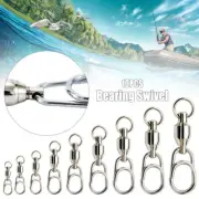 Steel Hooked Jig Connector Snap Rolling Oval Split Rings Bearing Swivel