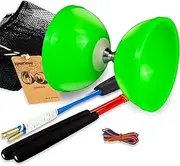 [MAGICYOYO] MD01 Big Diabolos Yoyo Professional Triple Bearing for Kids Teens Adults, Beginner to Advanced Toy, 5" Chinese Yo-yo Diabolo with 2 Pairs Carbon Sticks+ Net Bag+ 4 Strings, Green