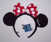 NWT Disney Minnie Mouse Headband with ears & red bow Costume Halloween dress up
