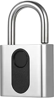 [Generic] USB Rechargeable Keyl Fingerprint Lock BT Padlock APP Unlocking 100 Fingerprints IP65 Anti-Theft Securi Padlock Door Luggage Case Backpack Lock Grey Fingerprint & APP