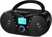 Portable CD Player, 5.1 Bluetooth Home CD Player, Compact CD Radio Player Stereo System, with FM Radio,USB/MP3/CD-R/CD-RW/WMA Playback,for Kitchen Desk Bedroom Office Party Black
