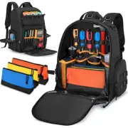 Tool Bag Backpack with 3 Tool Zipper Pouch, Tool Organizer Bag for Men with P...