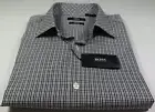 Hugo Boss Black Label Men Check Stretch Slim Fit Dress Shirt 39 M 15 1/2 NWT NEW