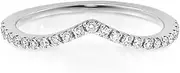[Samie Collection] Chevron CZ Simulated-Diamond Stackable Wedding Ring Band for Women, Pairable with Engagement Rings, Love Ring in 18K Rose Gold, 18K Yellow Gold & White Plating, Size 5-10