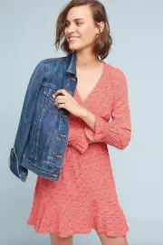 Anthropologie Maeve Monaco Dress Size Medium Red White Long Sleeve New $148 Tag