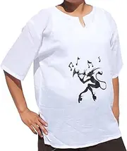 [RaanPahMuang] Light Gauze Cotton Shirt Short Sleeve Open Collar Printed Pan Devil