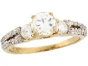 10k or 14k Two Tone Real Gold White CZ Princess Promise Engagement Ring