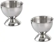 STOBAZA 2Pcs Stainless Steel Egg Holder for Boiled Eggs Tabletop Stand for Breakfast Brunch Unbreakable Small Egg Cups for Easter Decoration Entertaining Guests