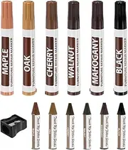 uxcell Furniture Repair Kit Wood Markers, Set of 13 Oil Based Paint Markers and Wax Sticks with Sharpener Kit for Scratches, Wood Floors, Tables, Carpenters, Touch Up, Cover Ups