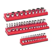 OZNALA 75 Slots Magnetic Socket Organizer 1/4" 3/8" 1/2" Drive Tray Tool 3PCS Metric