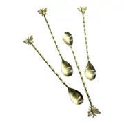4pc Bee 23.5cm Brass Coffee/Tea Drink Stirrer Cutlery Utensil Tableware Set Gold