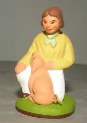 NEW Man with pig , 7 cm Santons Didier from France