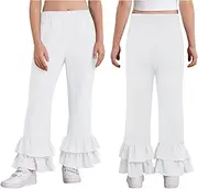 [iiniim] Little Girls Skinny Fit Bootcut Casual Jogger Pants High Waist Stretch Leggings Flare Sweatpants