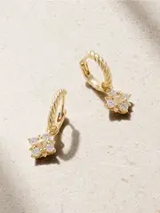 [David Yurman] David Yurman - Petite Modern Renaissance 18-karat Gold Diamond Hoop Earrings - One size One size Gold