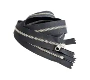 YKK #3 3" - 36" Nickel Silver Metal Teeth Short Tab Pull Zipper Closed-End Black