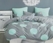 Circles Super King Size Bed Quilt Doona Duvet Cover & Pillow Cases Set Green Grey