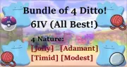Pokemon Sword Shield 6IV JPN Shiny Ditto Bundle of 4