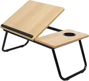 Provecta Laptop Bed Table,Adjustable Laptops Stand,Portable Lap Tray Table with Cup Holder,Walnut