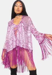 [EastnWest] Purple Sequin Cruise Jacket